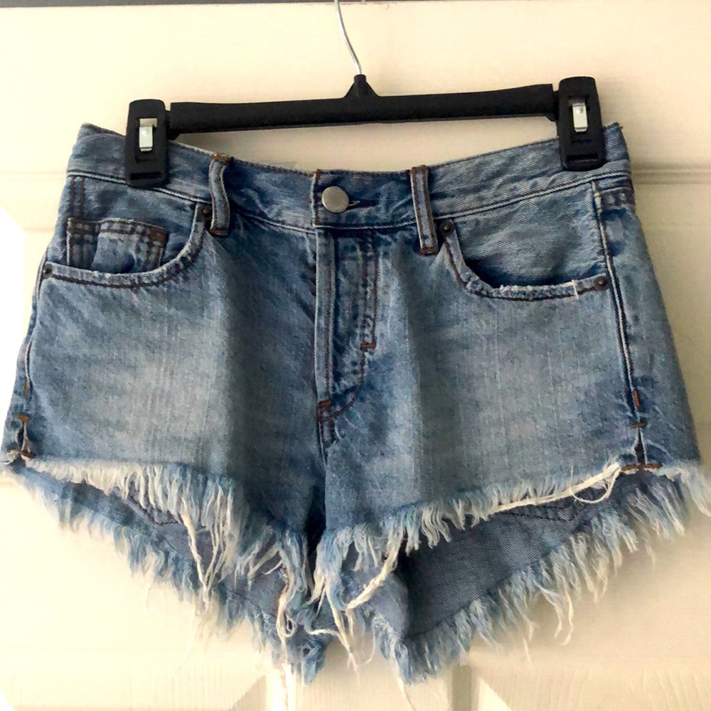 Free People Light Wash Denim Cutoffs